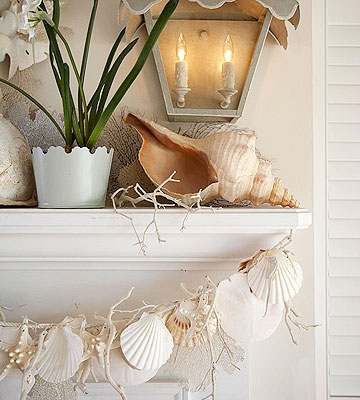 Sea Shell Garland hanging from mantle